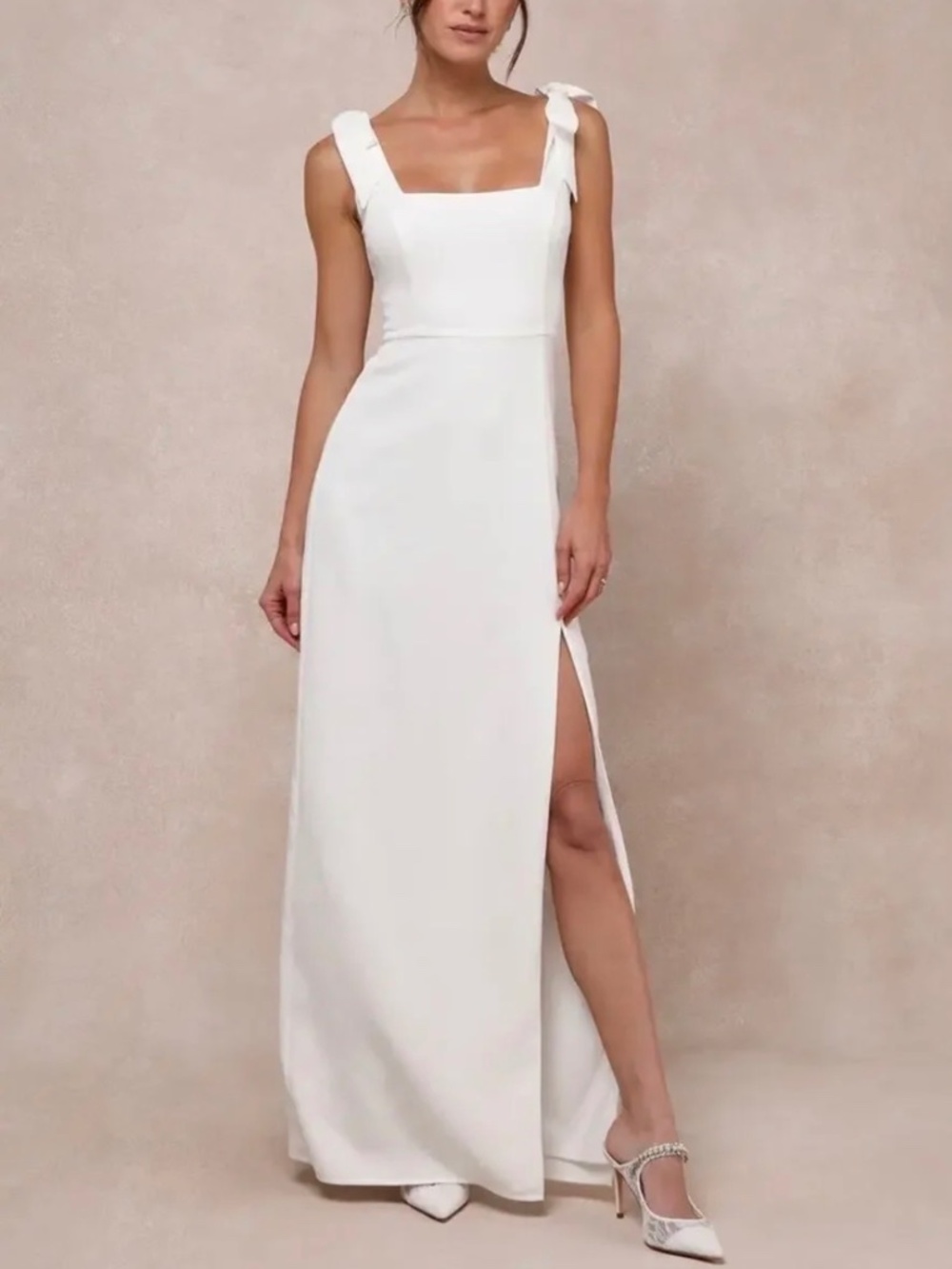 Lulus White Tie Stap Maxi Dress